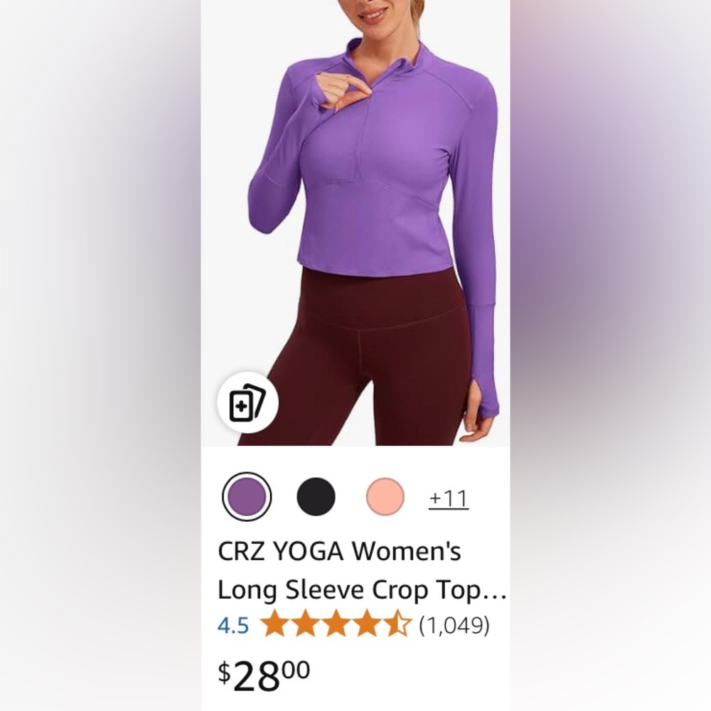 NWT CRZ YOGA Long Sleeve Workout Crop Top - Picture 3 of 14